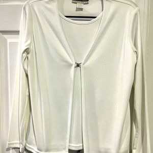 Notations Cardigan sweater with attached shirt